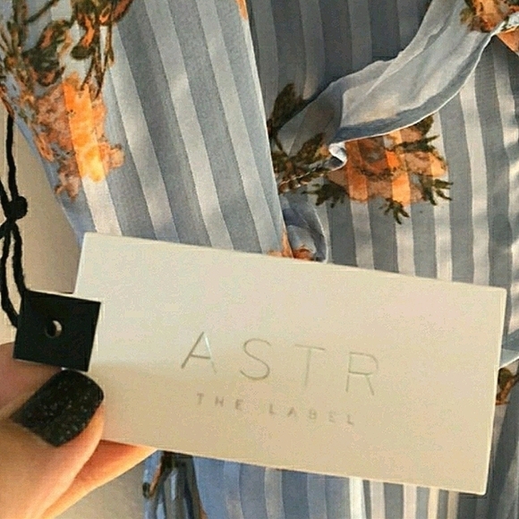 ASTR the Label Josie Blue Floral Ruffle Midi Dress - Picture 3 of 5